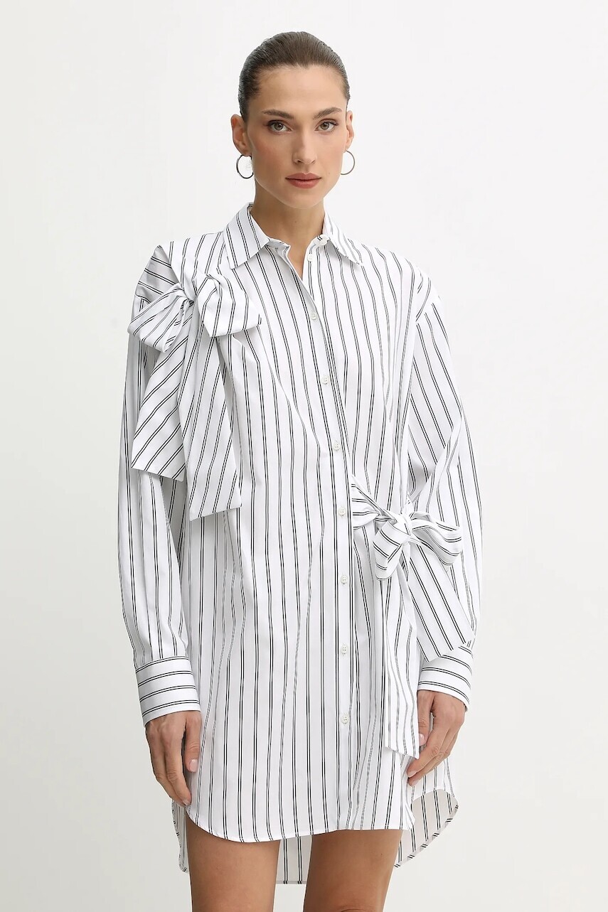 Bavlnené šaty MSGM biela farba, mini, oversize, 3941MDA14X.257630