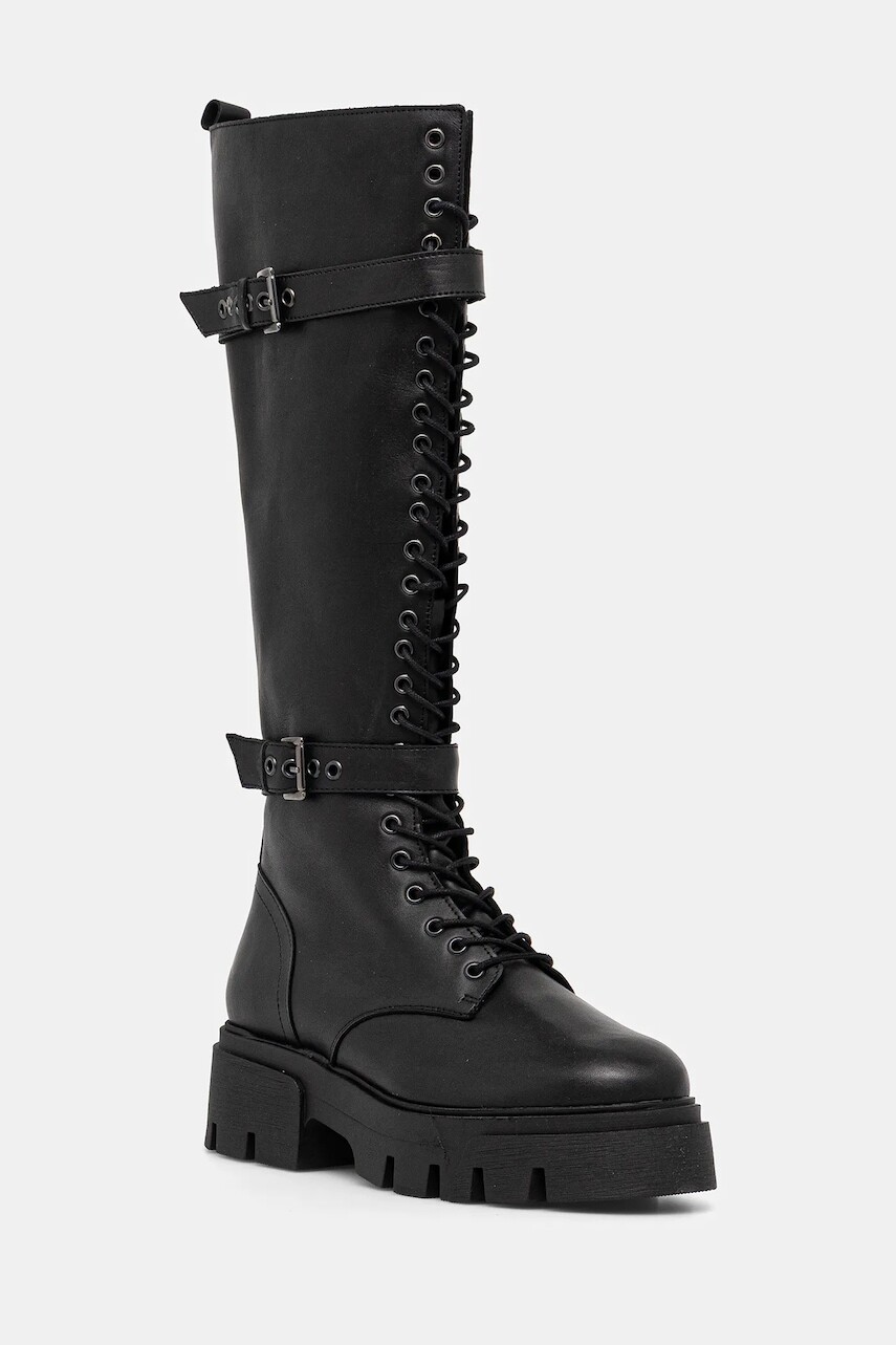 Kožené čižmy Bianco BIAMIA čierna farba, na platforme, 11302219