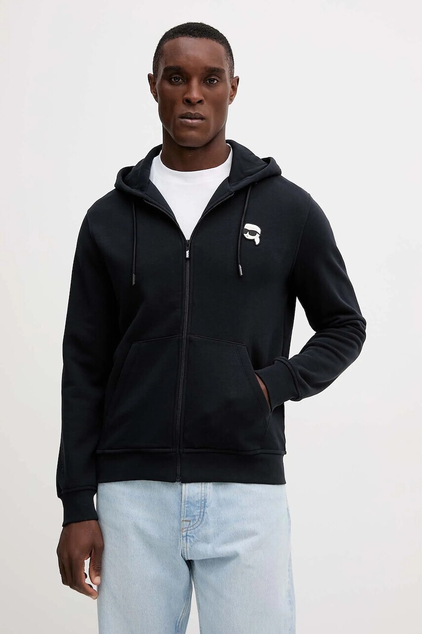 Mikina Karl Lagerfeld tmavomodrá farba, s kapucňou, s nášivkou, 554910.705045