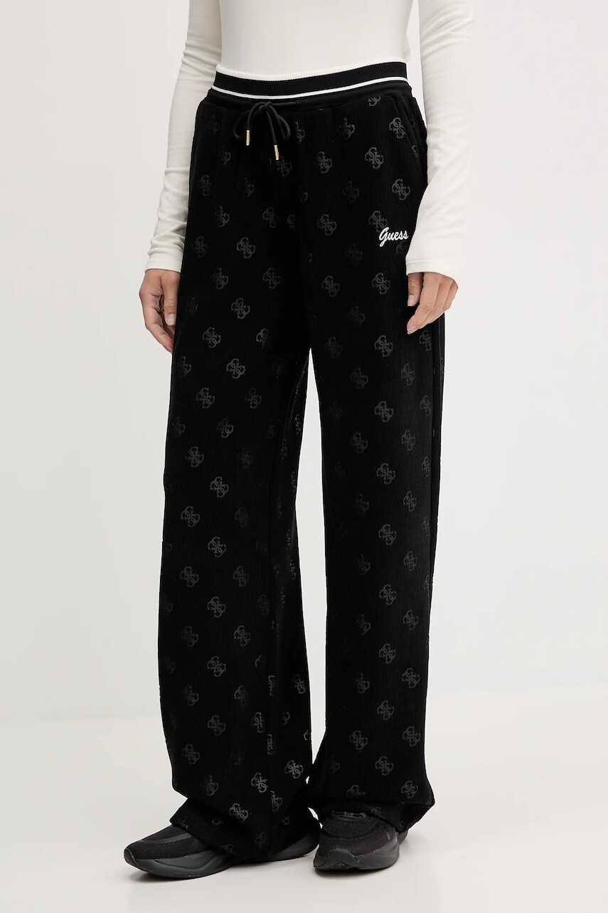 Tepláky Guess PAULINA čierna farba, vzorované, V5BB00 K1902