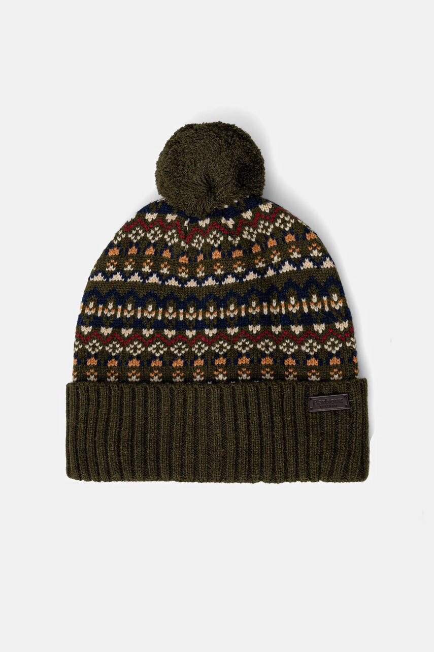 Čiapka s prímesou vlny Barbour zelená farba, MHA0907