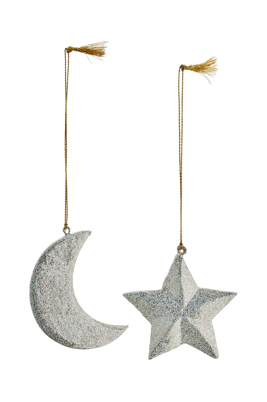 Vianočná ozdoba Madam Stoltz 8 cm 2-pak šedá farba