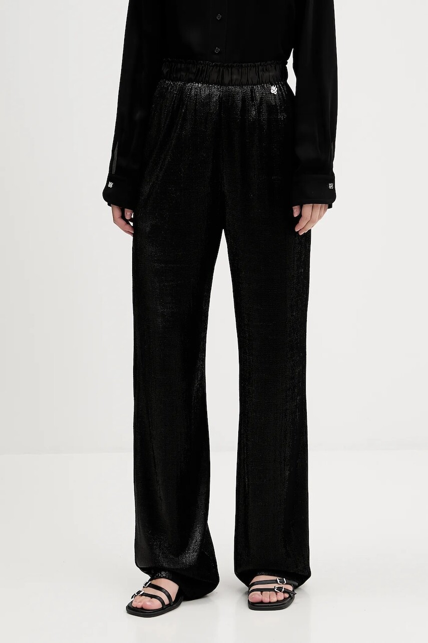 Nohavice HUGO čierna farba, rovný strih, vysoký pás, 50548404