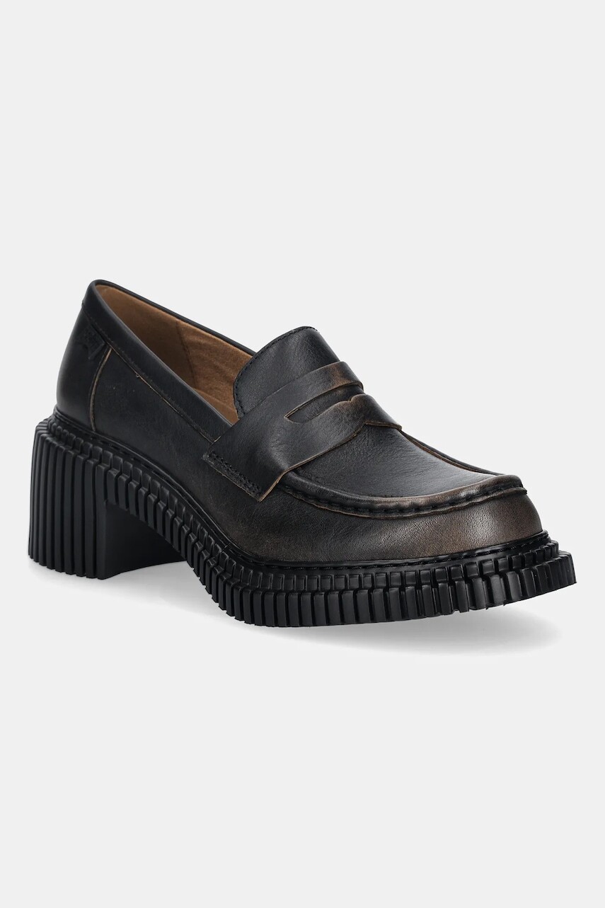 Kožené lodičky Camper Pix London hnedá farba, na podpätku, K201811-004