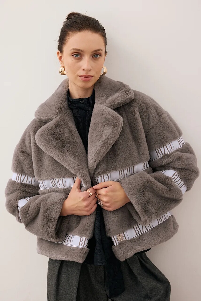 Bunda Bizuu GREGORIA hnedá farba, prechodná, oversize, GREGORIA TAUPE