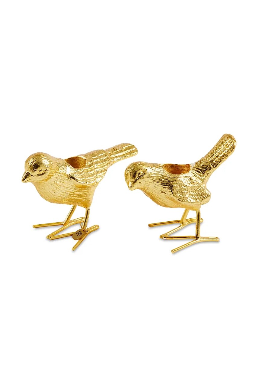 Súprava svietnikov Pols Potten flock of birds 12,5 x 5 x 7 cm 2-pak žltá farba
