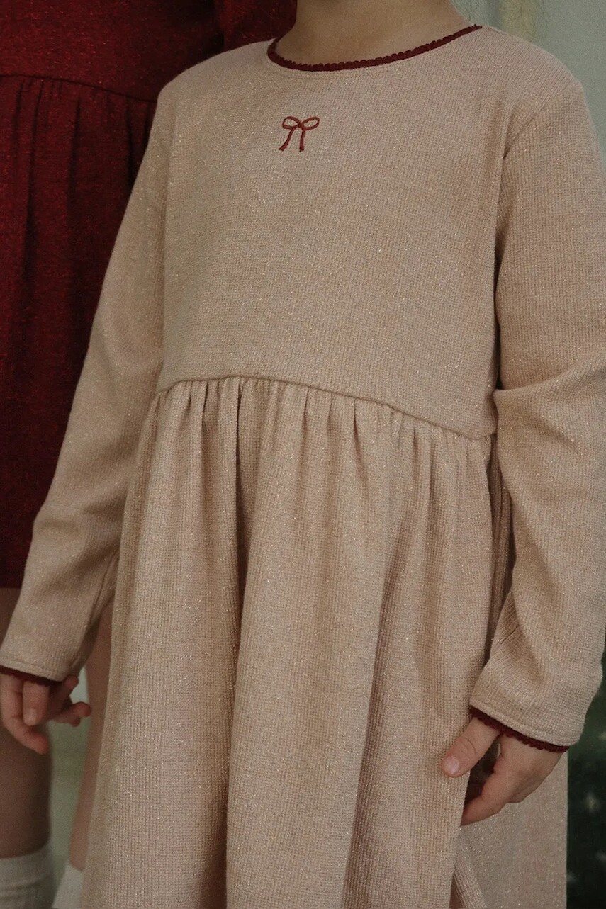 Dievčenské šaty Konges Sløjd ROLI DRESS béžová farba, mini, áčkový strih, KS104415