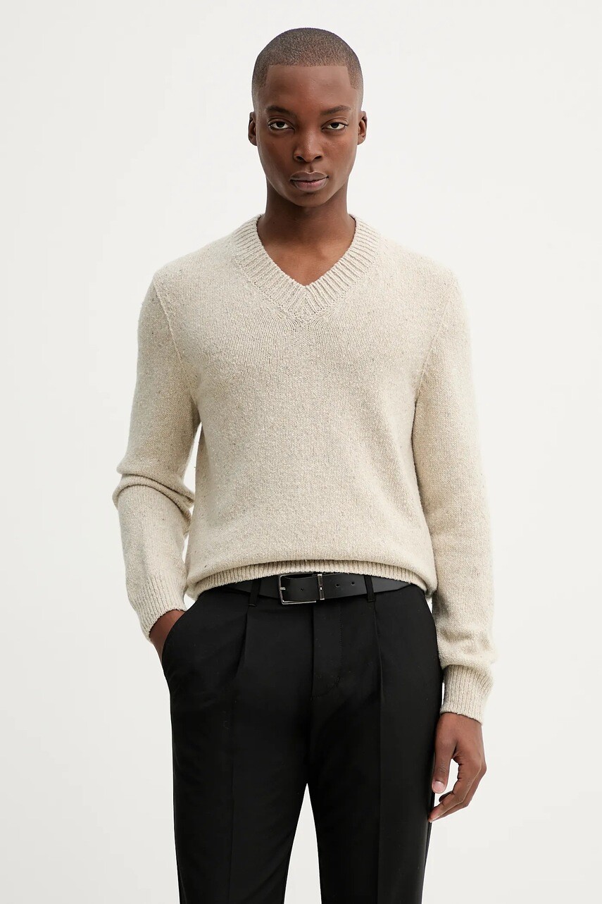 Sveter s prímesou vlny Marc O'Polo béžová farba, 530512260178