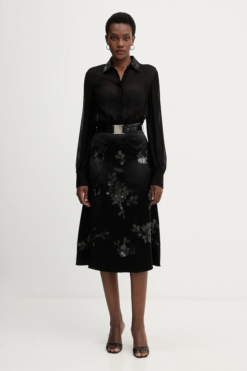 Šaty ERMANNO Firenze čierna farba, midi, áčkový strih, 57TQ009EL0CC