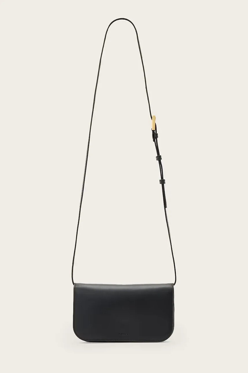 Kožená kabelka AllSaints MAEVE čierna farba, W268XD