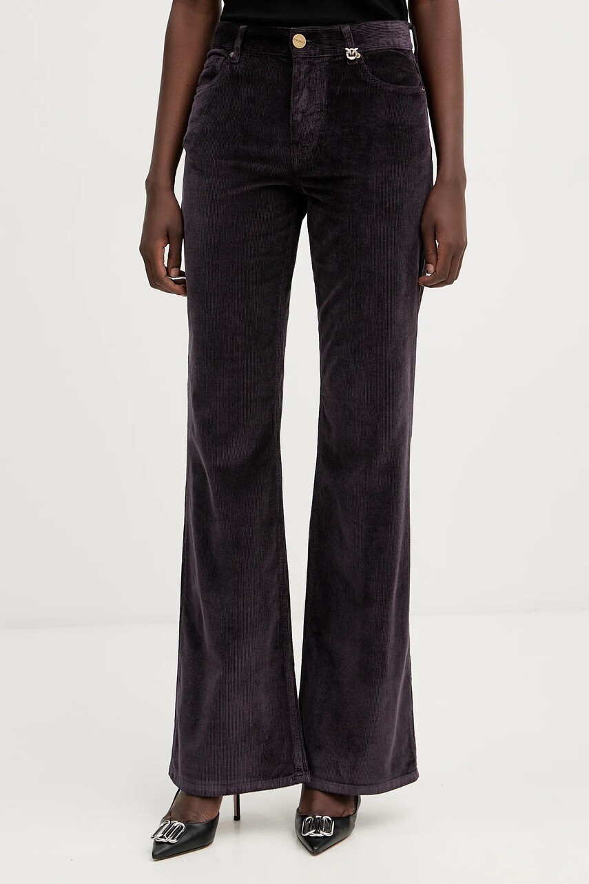 Nohavice Pinko fialová farba, zvony, vysoký pás, 105662 A2WS