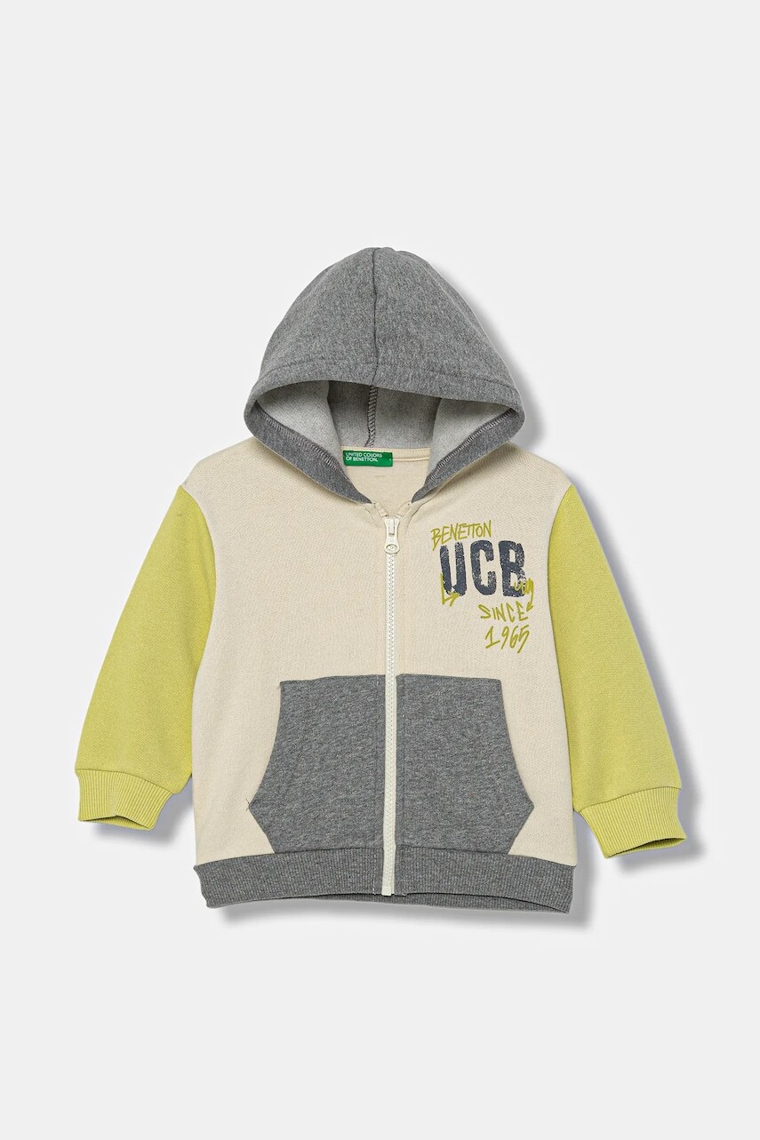 Detská mikina United Colors of Benetton viac farieb, s kapucňou, s potlačou, 3EB5G5043