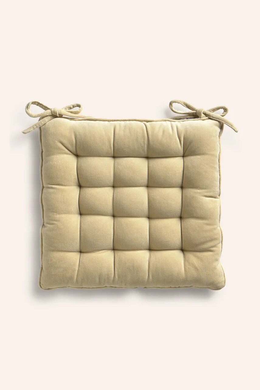 Bavlnený podsedák na kreslo Calma House 40 x 40 x 4 cm žltá farba