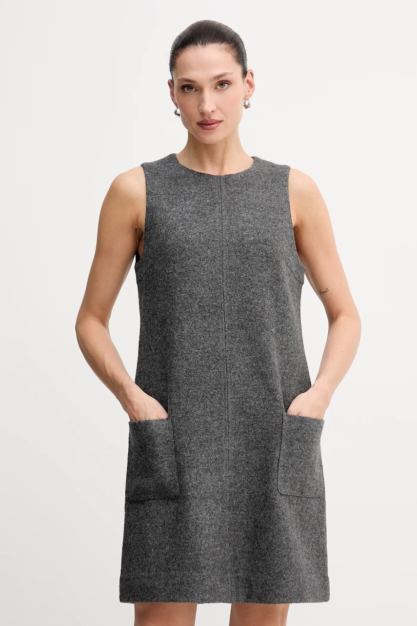 Šaty s prímesou vlny Marc O'Polo šedá farba, mini, rovný strih, 510607721393