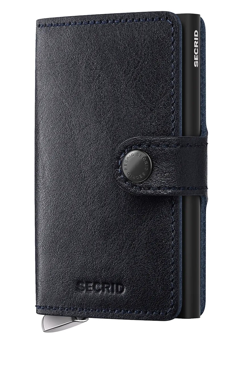 Kožená peňaženka Secrid BASCO tmavomodrá farba