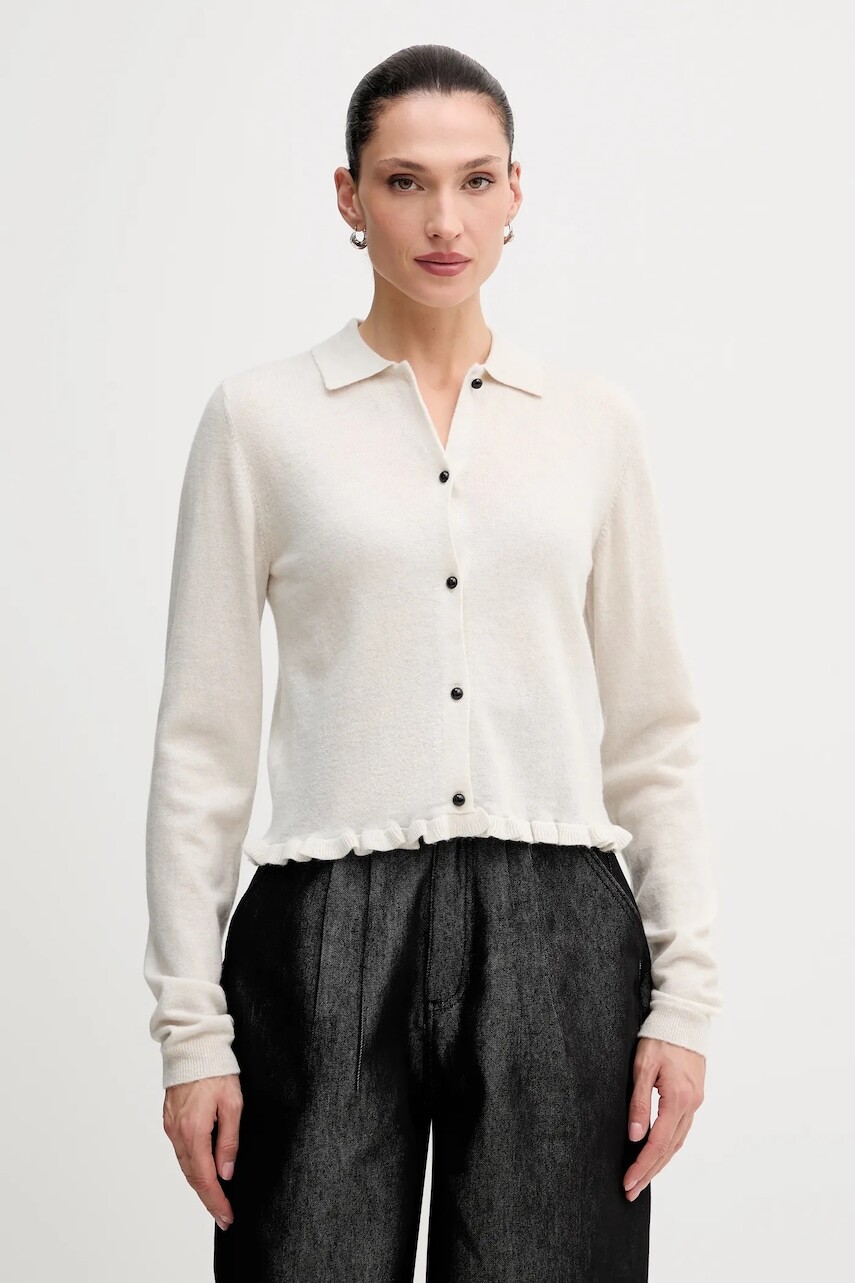 Vlnený kardigán Rotate šedá farba, ľahký, 1154641472