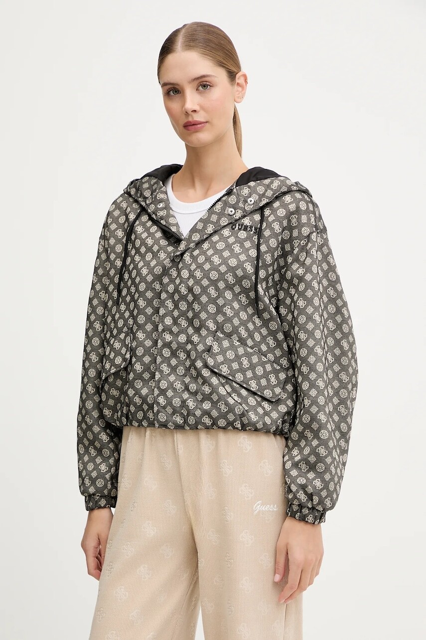 Bunda Guess PEONY šedá farba, prechodná, V5YL02 WH492