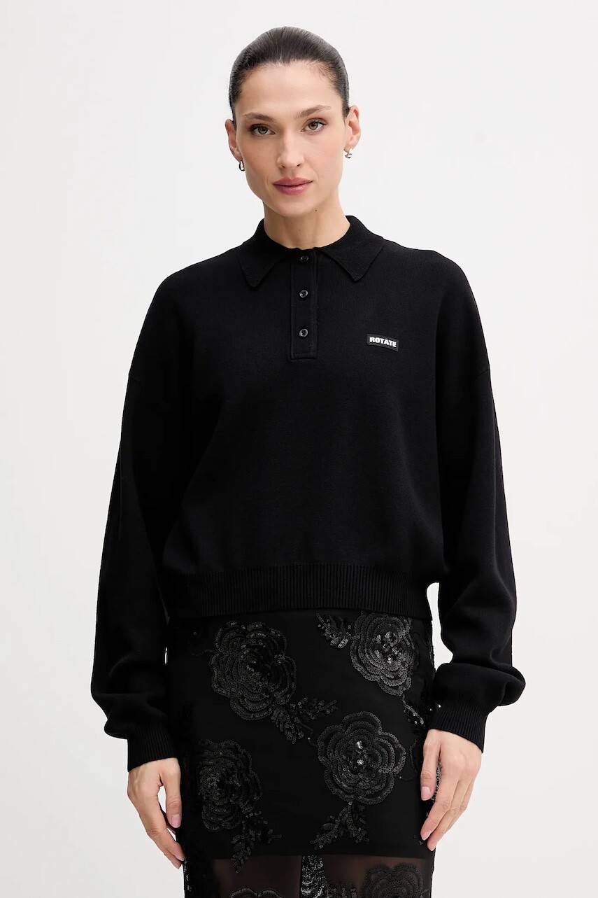 Sveter s prímesou vlny Rotate čierna farba, ľahký, 115137100