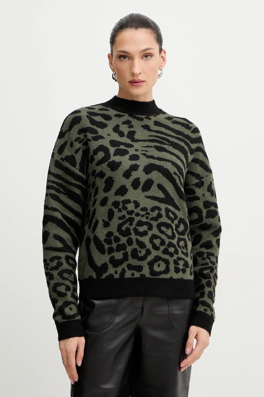 Sveter Morgan zelená farba, s polorolákom, MFELIXA