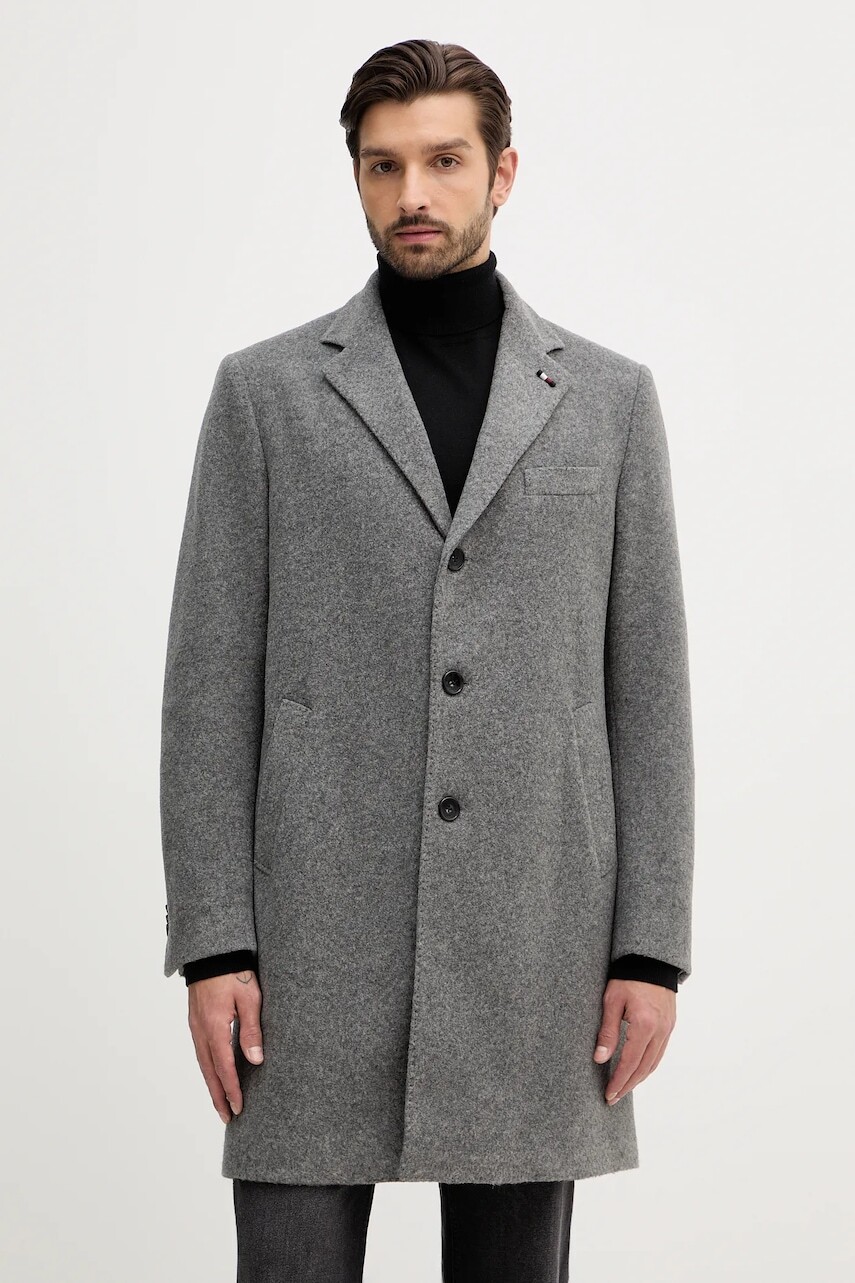 Kabát Tommy Hilfiger šedá farba, FSTHL4064.FSTH600