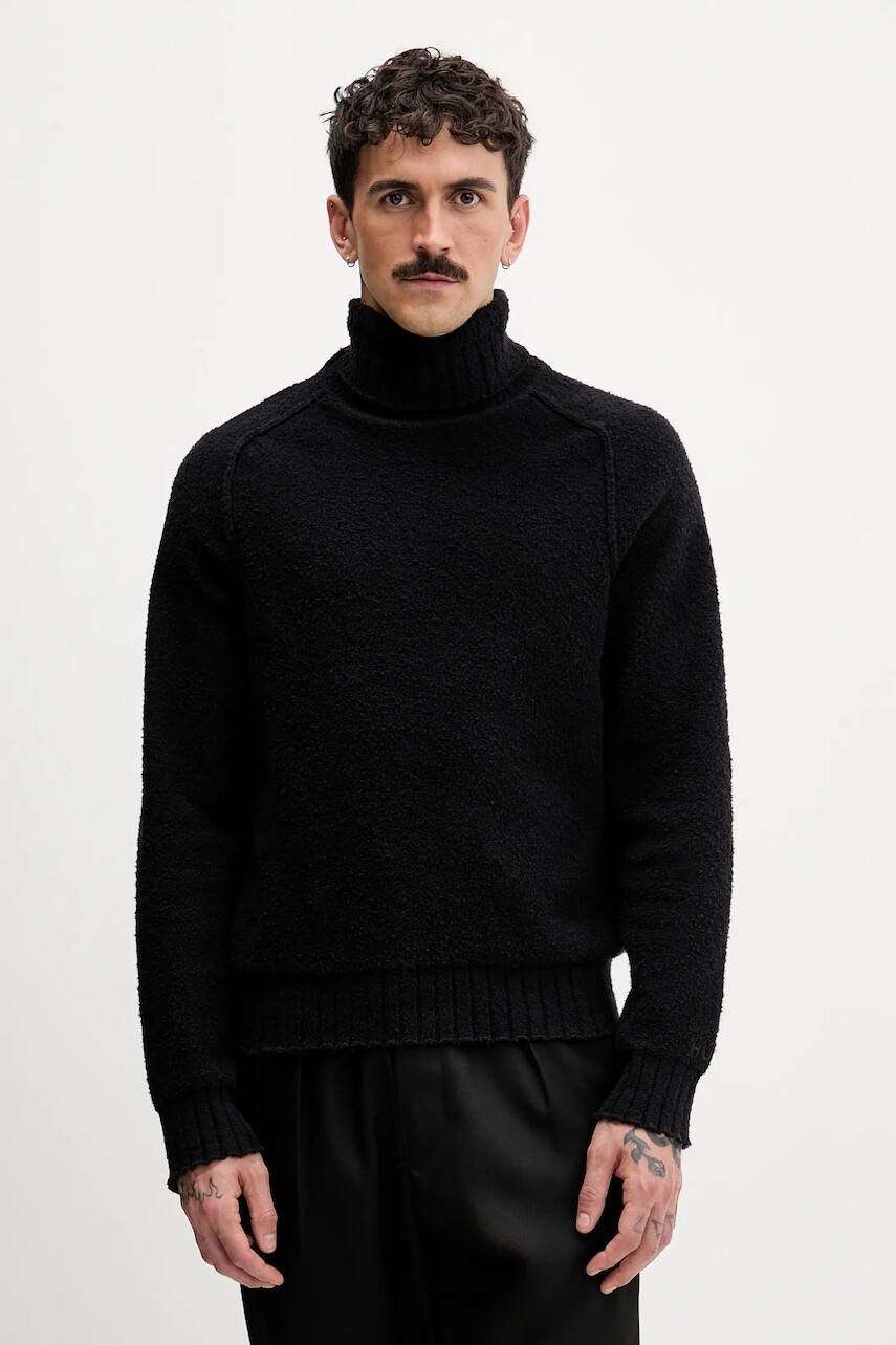 Sveter HUGO čierna farba, s rolákom, 50546996