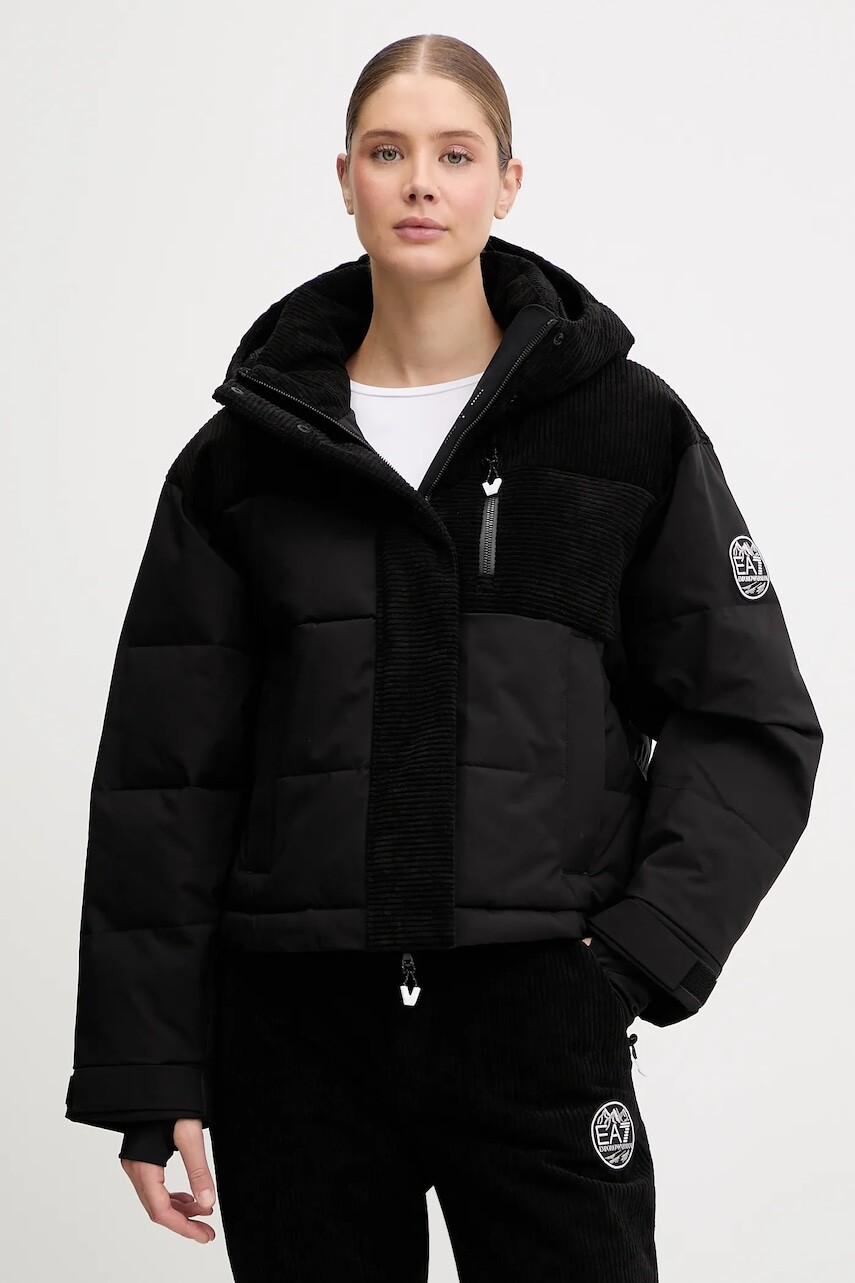 Lyžiarska bunda EA7 Emporio Armani čierna farba, AF14636.7W000374