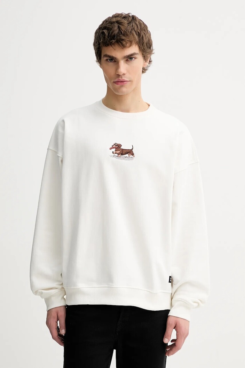 Bavlnená mikina Kaotiko biela farba, s nášivkou, AR051-02-G002