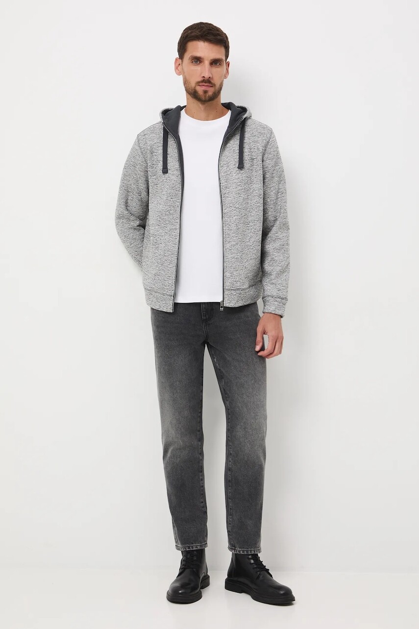 Mikina Medicine šedá farba, s kapucňou, melanžová