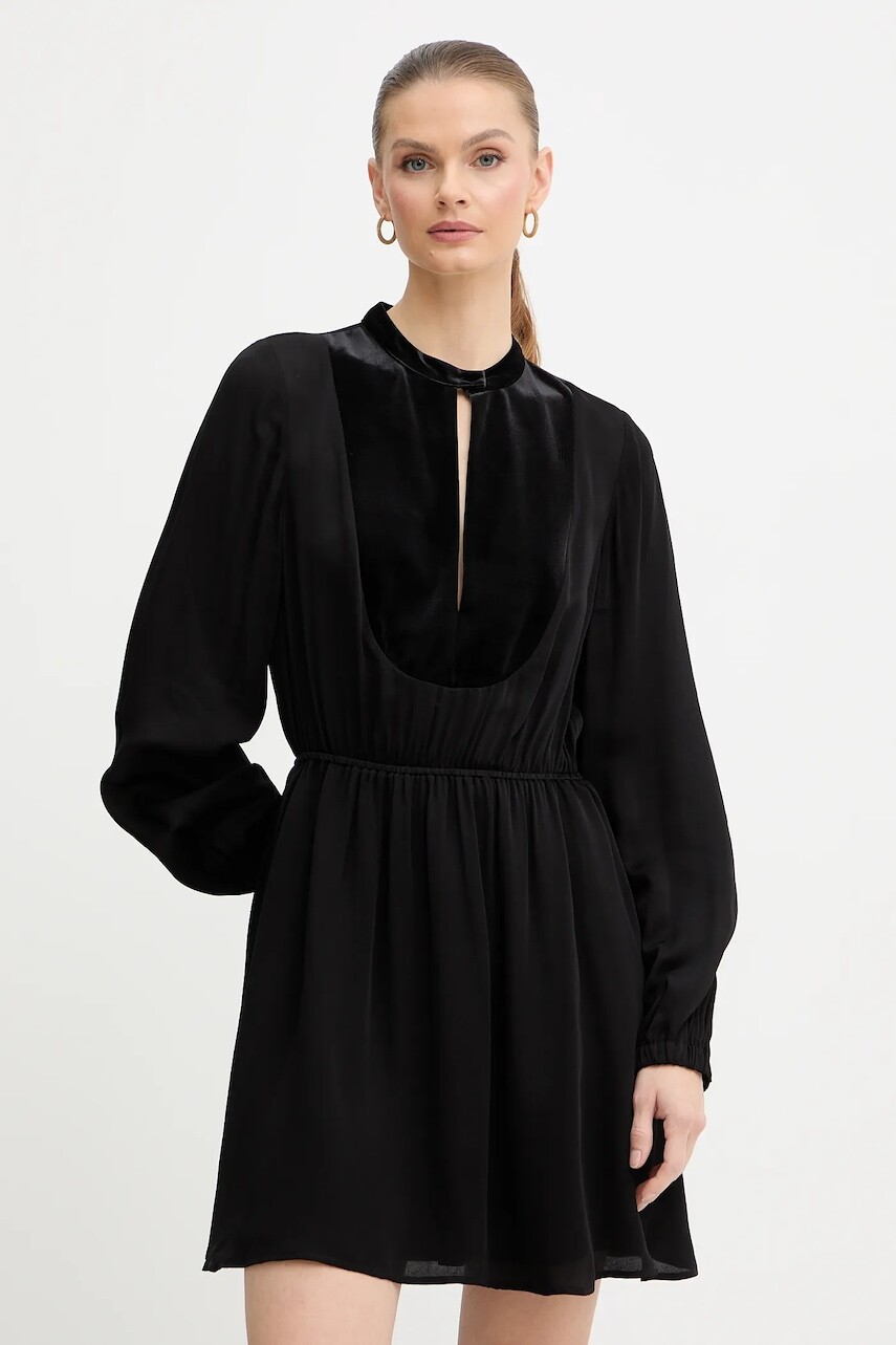 Šaty Armani Exchange čierna farba, mini, áčkový strih, XW001036 AF16121