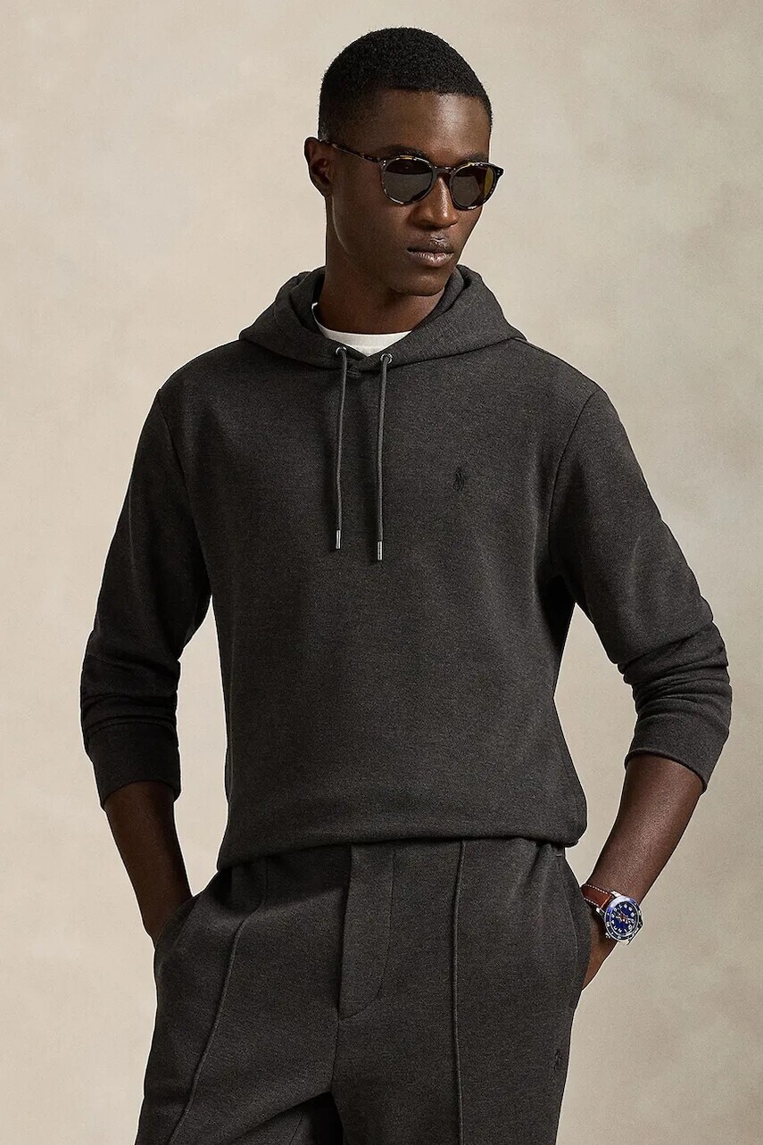 Mikina Polo Ralph Lauren šedá farba, s kapucňou, jednofarebná, 710981374