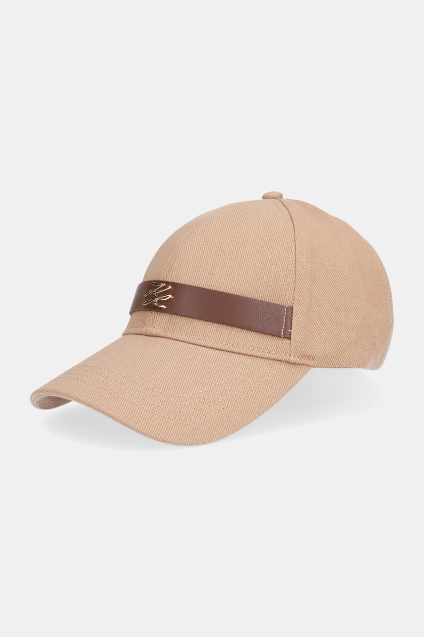 Bavlnená šiltovka Karl Lagerfeld K/AUTOGRAPH béžová farba, B1W33010