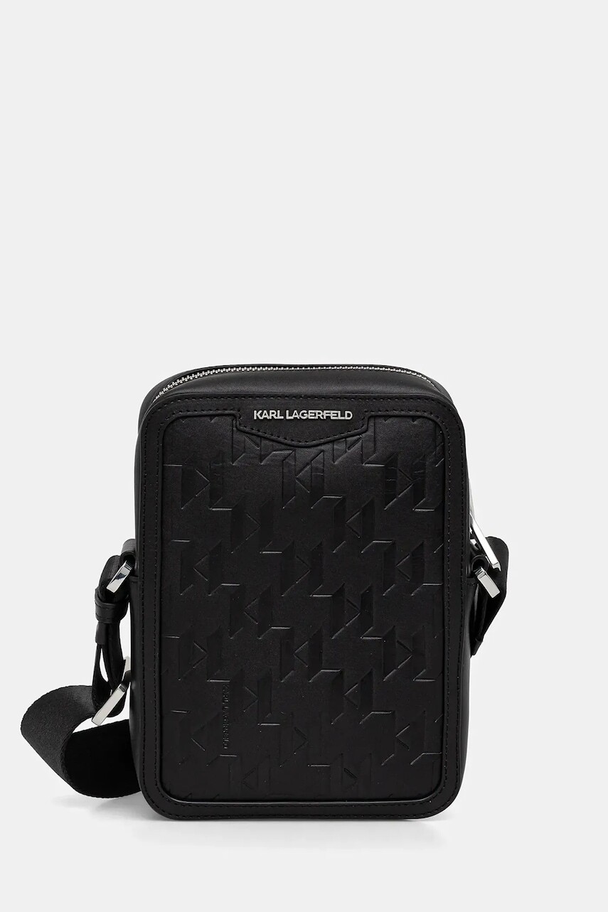 Kožená taška Karl Lagerfeld K/LOOM čierna farba, B1M30210
