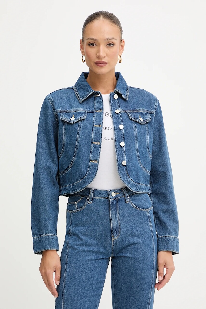 Rifľová bunda Karl Lagerfeld FASHION DENIM modrá farba, prechodná, B1W14031
