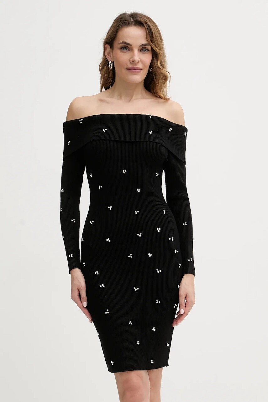 Šaty Guess ALISHA čierna farba, mini, priliehavé, W5BK64 Z2YJ2