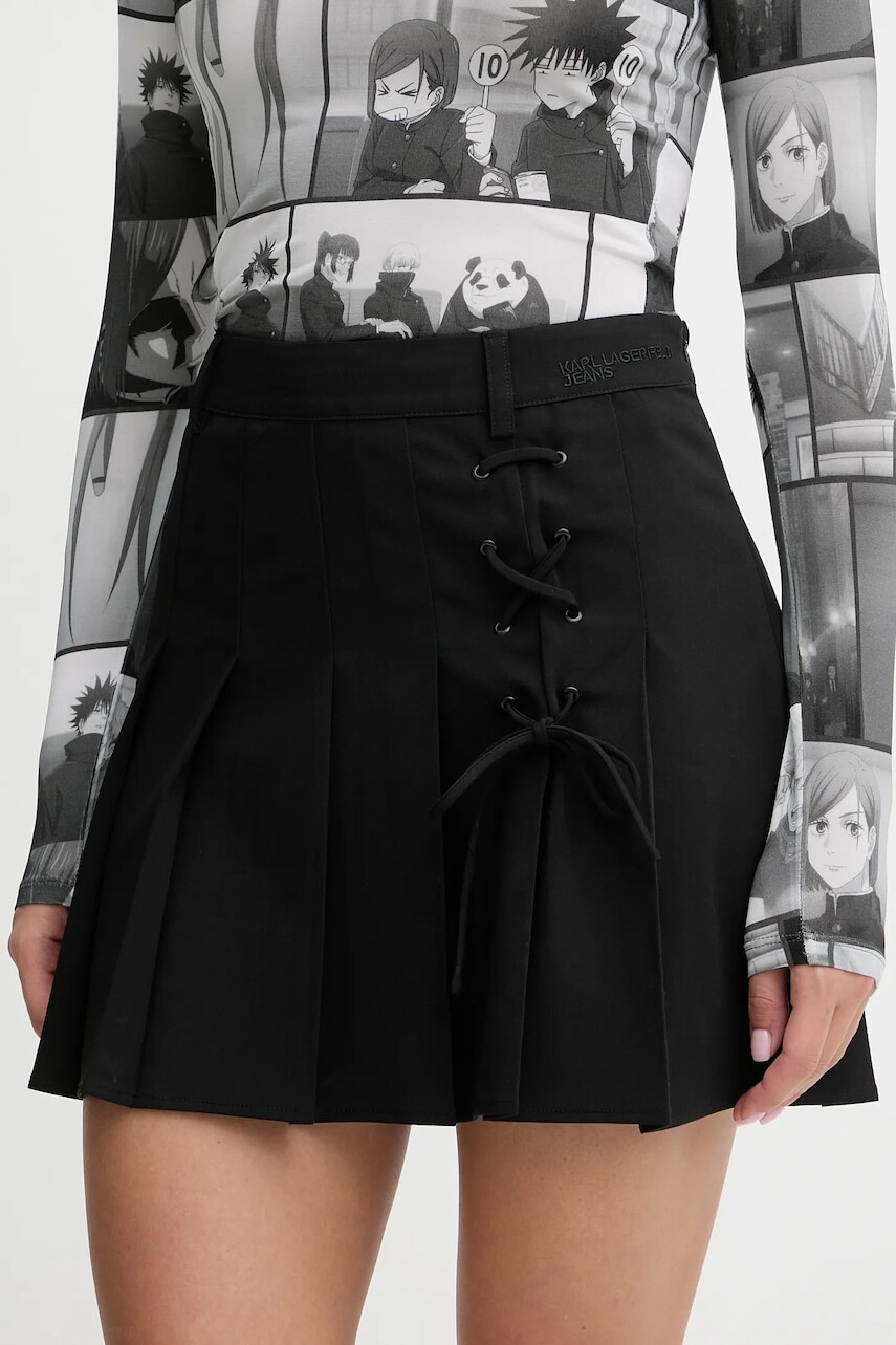 Sukňa Karl Lagerfeld Jeans čierna farba, mini, áčkový strih, B1W12020