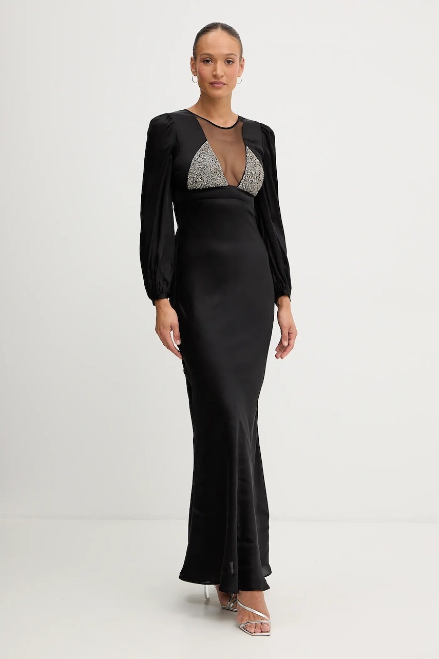 Viskózové šaty Twinset čierna farba, maxi, áčkový strih, 252TT2131