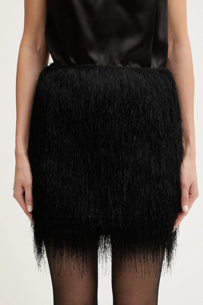 Sukňa Twinset čierna farba, mini, rovný strih, 252TT2302