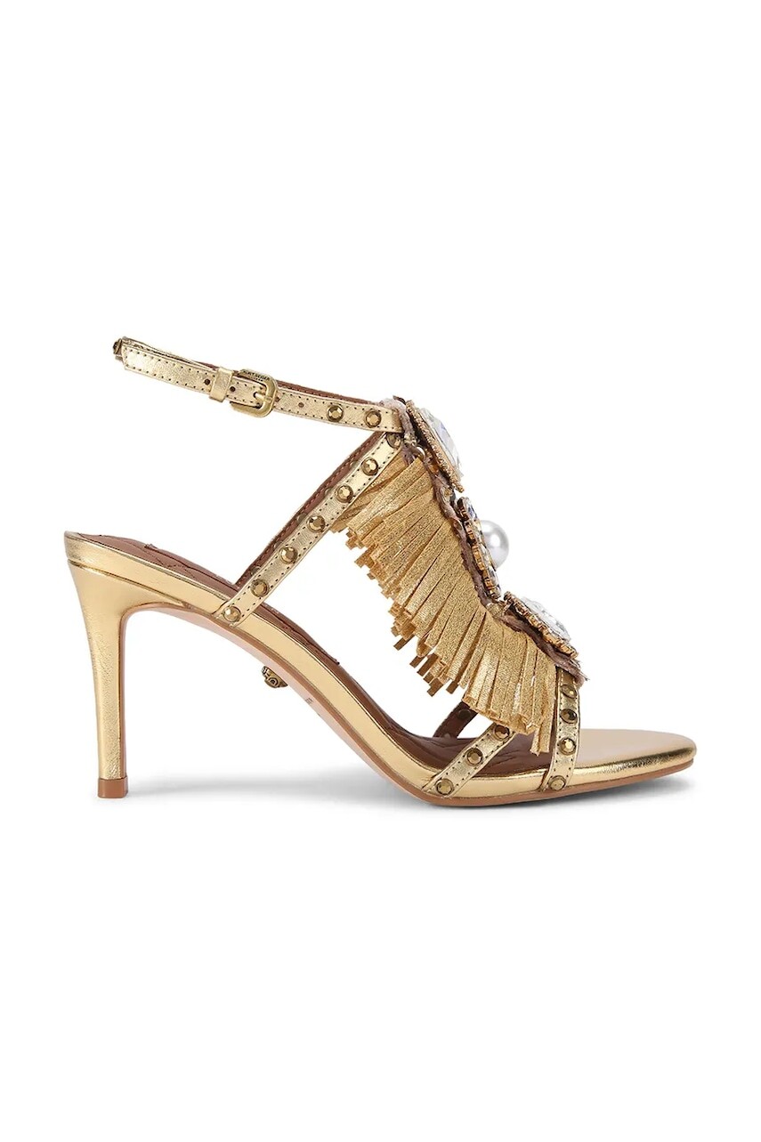 Kožené sandále Kurt Geiger London Jewel Fringe Sandal zlatá farba, 5387261189