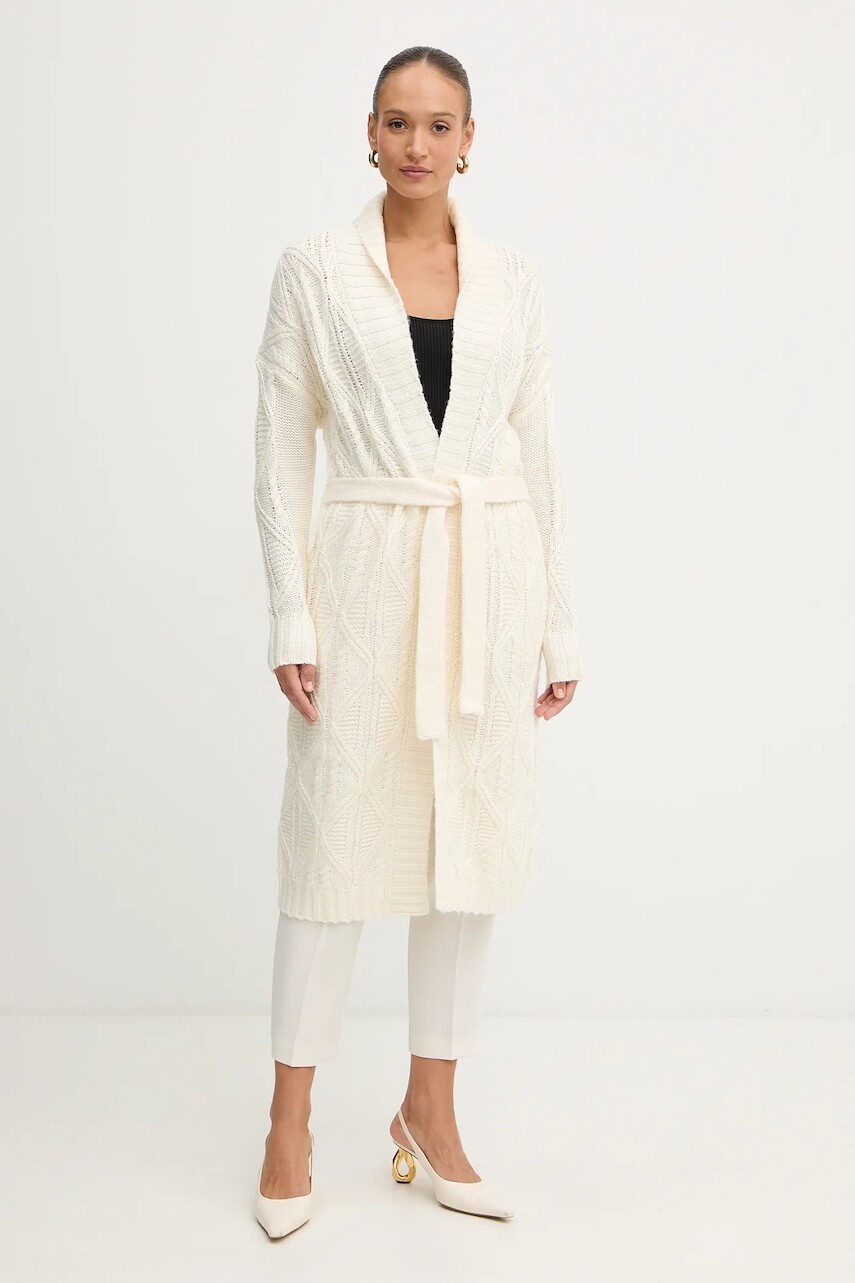 Kardigan s prímesou vlny Guess NATHALIE béžová farba, W5BR76 Z4152