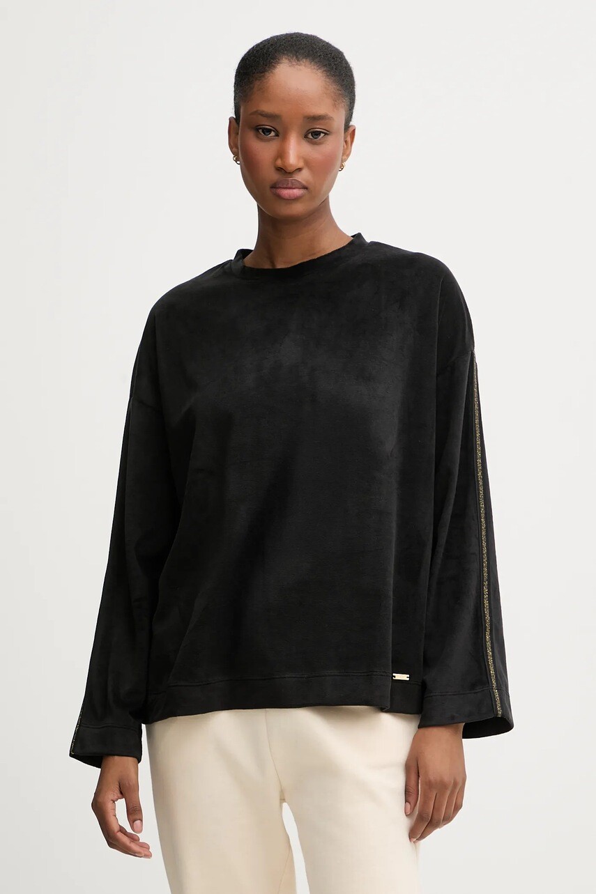 Pyžamové tričko s dlhým rukávom United Colors of Benetton čierna farba, 3JQA3M08B