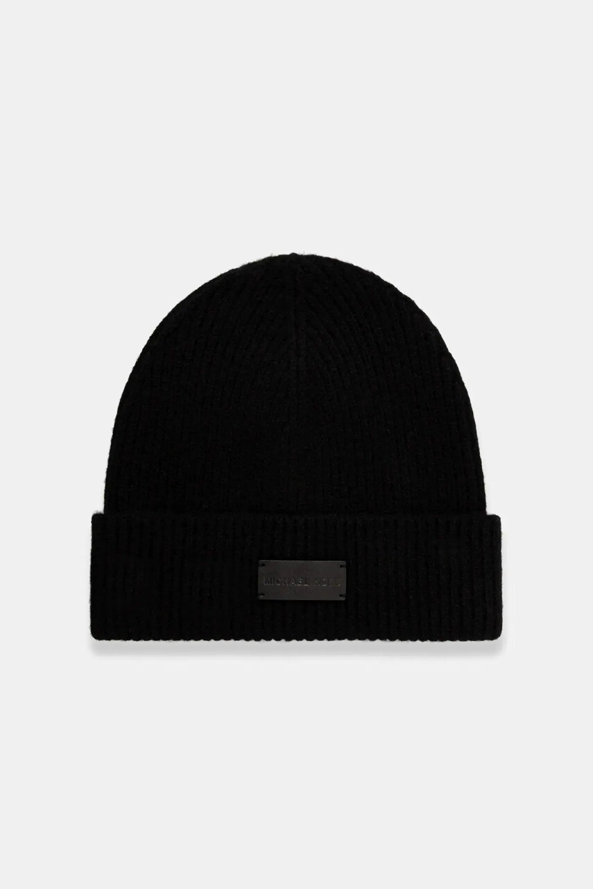 Vlnená čiapka Michael Kors čierna farba, MKMC539771