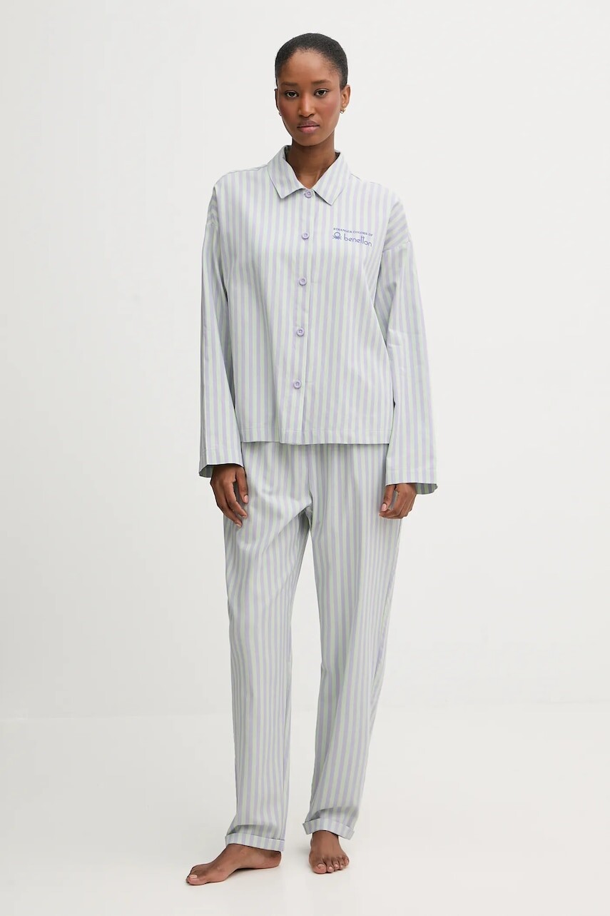 Bavlnené pyžamo United Colors of Benetton x Stranger Things zelená farba, bavlnené, 4QFZ3P04B