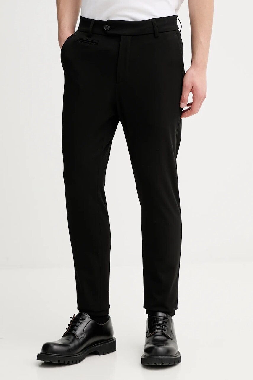 Nohavice Les Deux čierna farba, priliehavé, 100501001