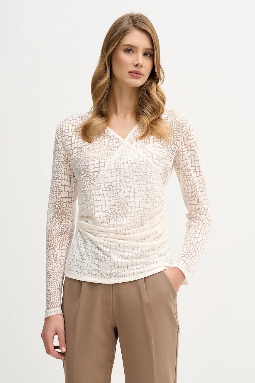 Blúzka Sisley béžová farba, vzorovaná, 3NDXL401A