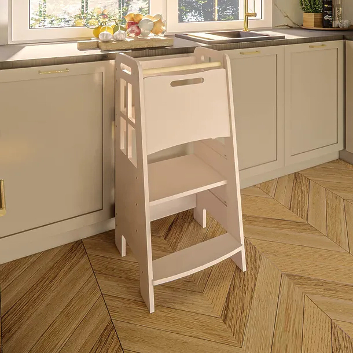 Montessori drevená učebná veža - biela