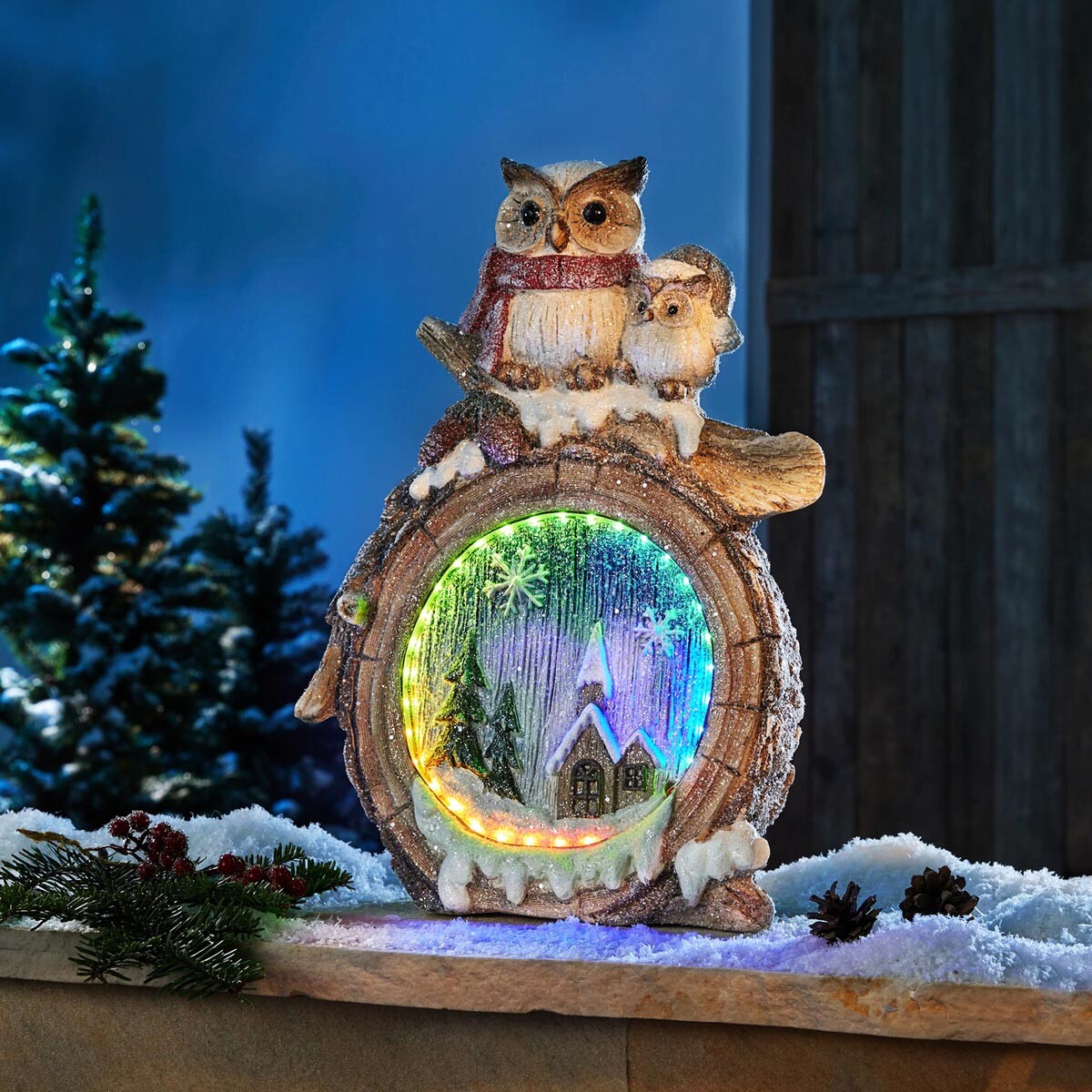 LED dekorácia zimná sova