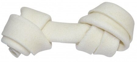 Zuvacie kosti BIELY.Uzol z byvolej kože 21cm