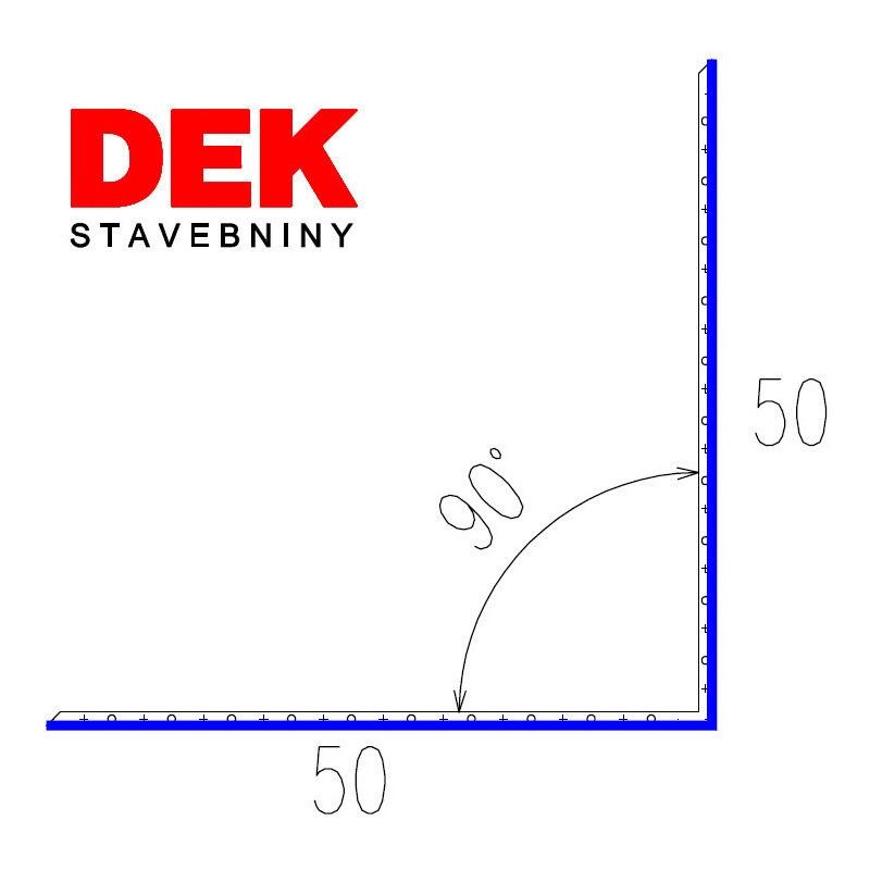 Lišta kútová vnútorná VIPLANYL PVC uhol 90° r.š. 100 mm 50×50 mm