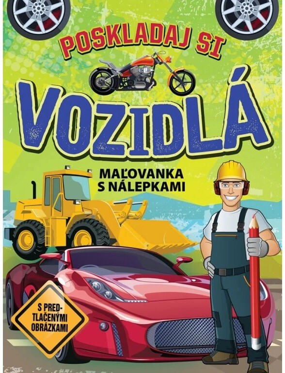 Poskladaj si vozidlá,maľovanka s nálepkami