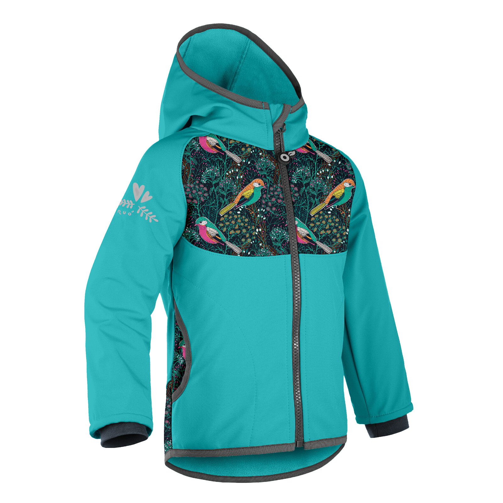 Unuo Unuo, Detská softshellová bunda s fleecom Basic, Sv. Smaragdová, Ptáček Veľkosť: 86/92 8596227104079